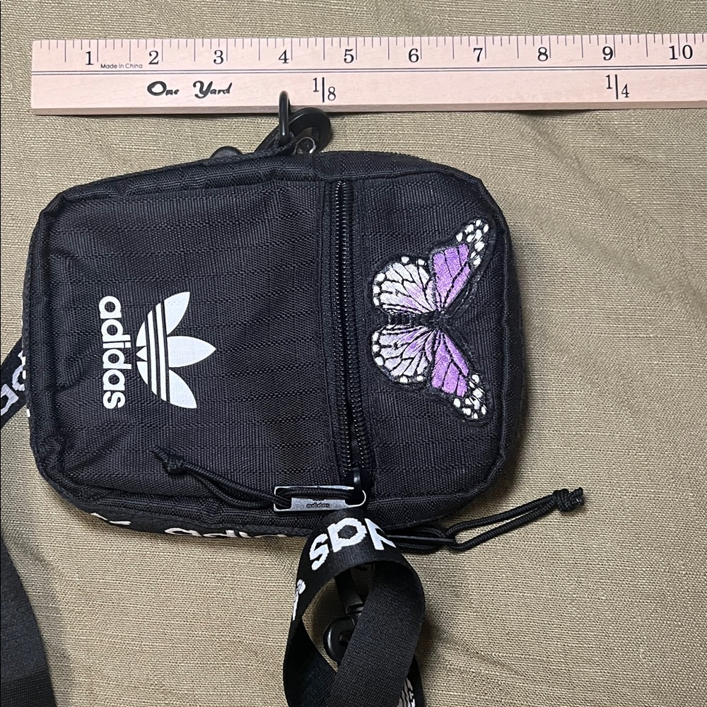 Adidas Black Bag with Purple Butterfly Design